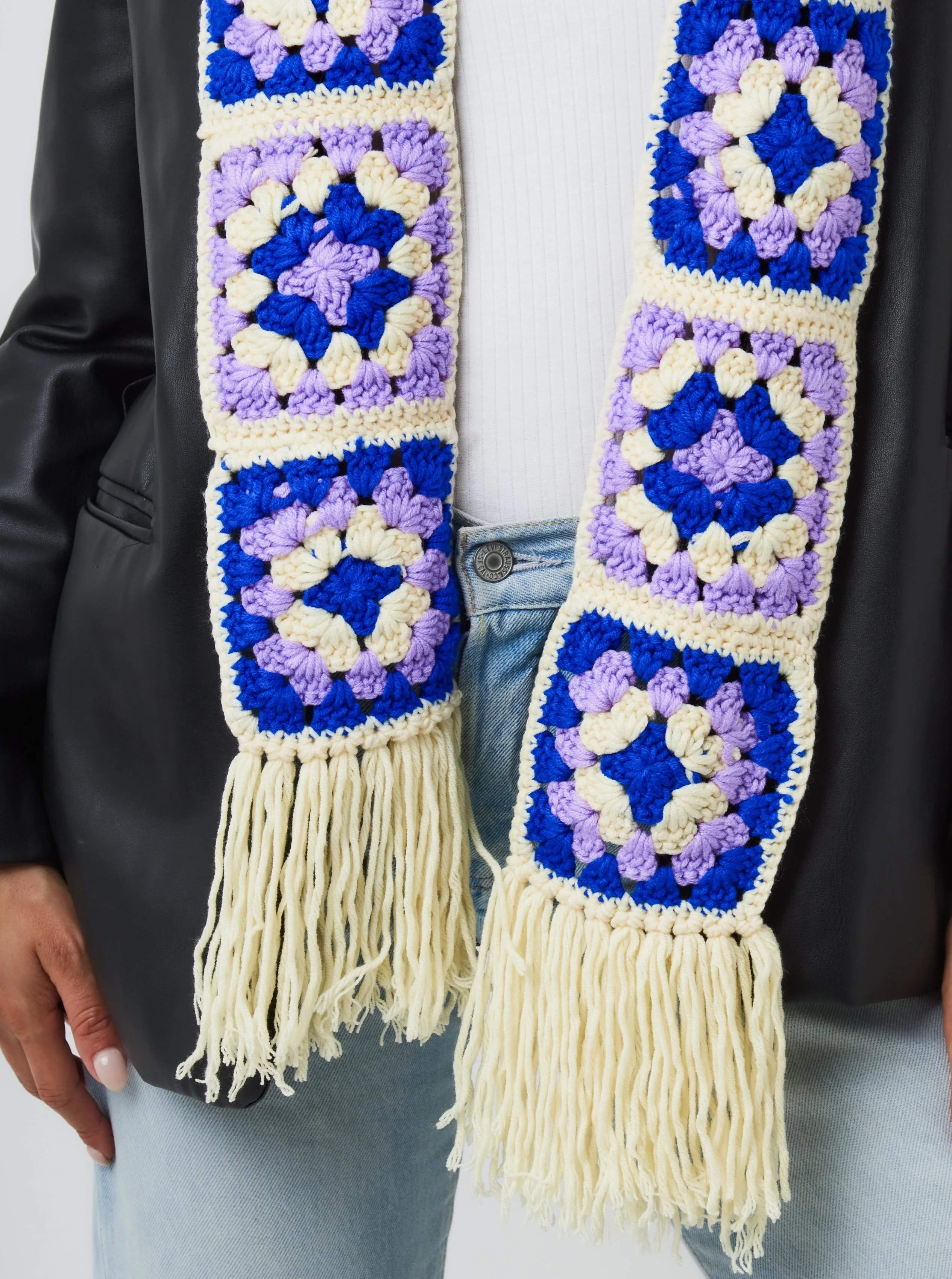 Flower Patch Crochet Scarf in Multicolour