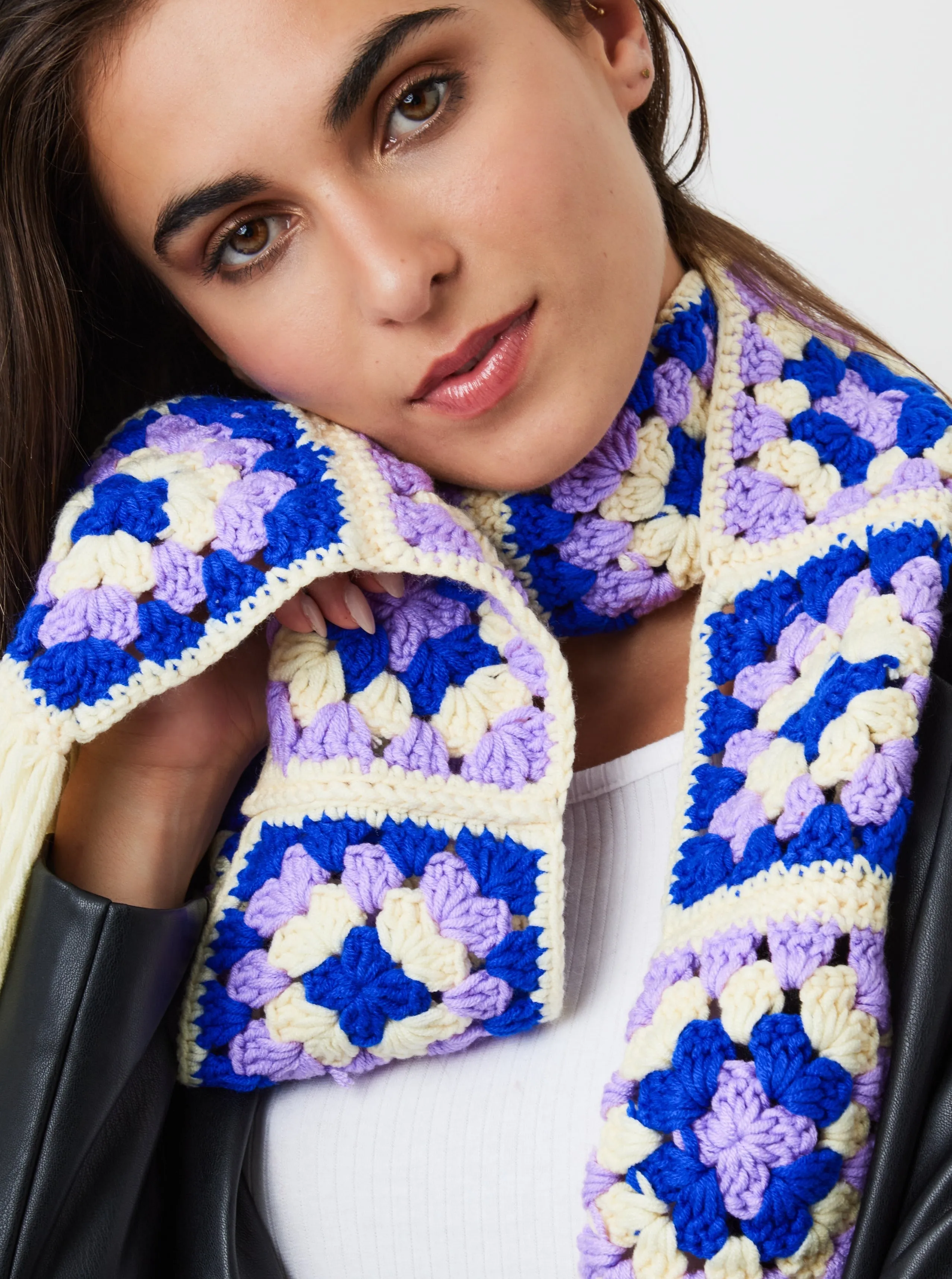 Flower Patch Crochet Scarf in Multicolour