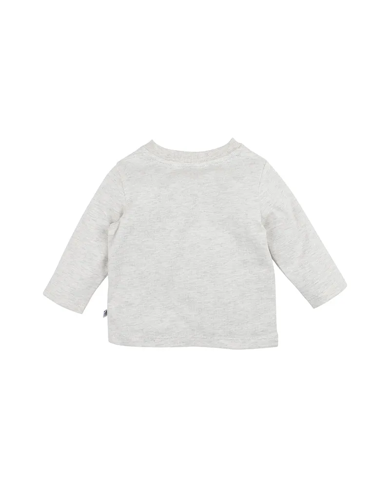 Fox & Finch T-Rex LS Moonrise Tee - Snow Marle (Size 00-7)