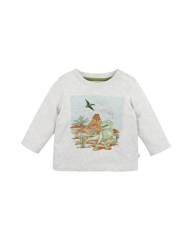 Fox & Finch T-Rex LS Moonrise Tee - Snow Marle (Size 00-7)