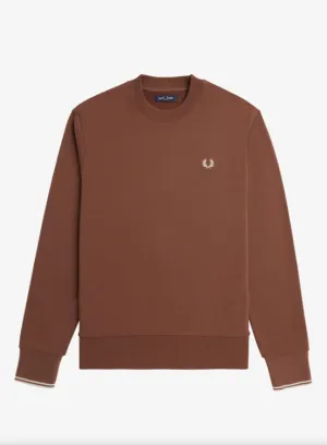 Fred Perry Crew Neck Sweatshirt/Whiskey Brown - New AW24