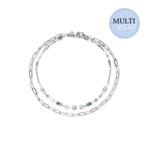 GeoCUBE® Fusion Chain necklace silver blue