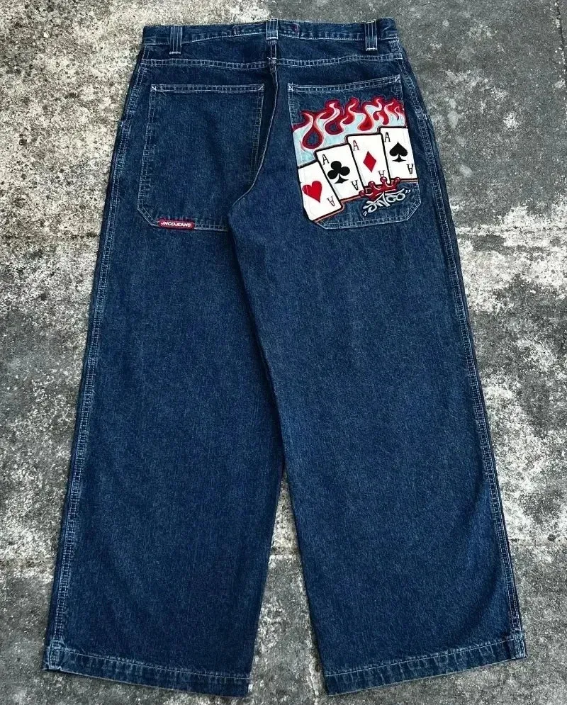 Getadme Hip Hop baggy jeans Harajuku Y2K Embroidered high quality high waisted jeans biggest trashy ropa aesthetic wide leg jeans