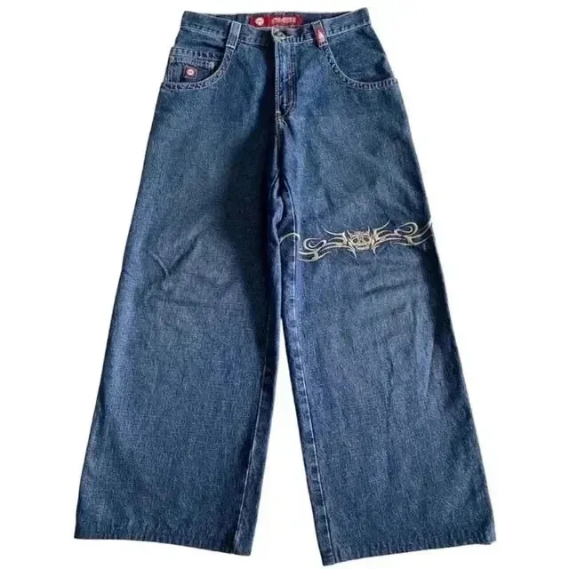Getadme Hip Hop baggy jeans Harajuku Y2K Embroidered high quality high waisted jeans biggest trashy ropa aesthetic wide leg jeans