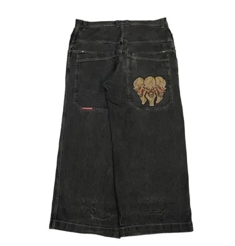 Getadme Hip Hop baggy jeans Harajuku Y2K Embroidered high quality high waisted jeans biggest trashy ropa aesthetic wide leg jeans