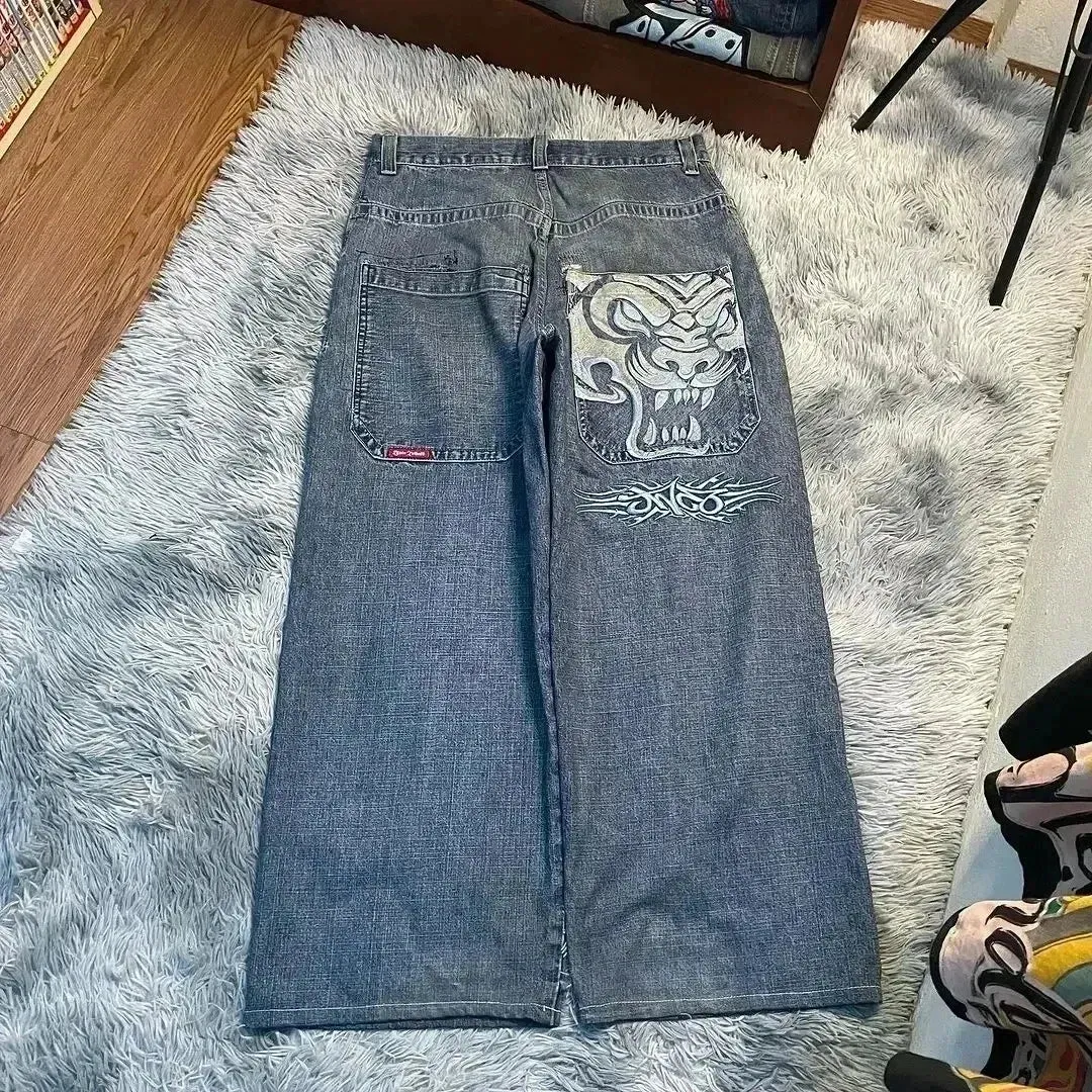 Getadme Hip Hop baggy jeans Harajuku Y2K Embroidered high quality high waisted jeans biggest trashy ropa aesthetic wide leg jeans