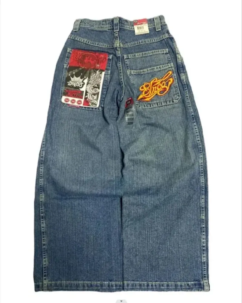 Getadme Hip Hop baggy jeans Harajuku Y2K Embroidered high quality high waisted jeans biggest trashy ropa aesthetic wide leg jeans