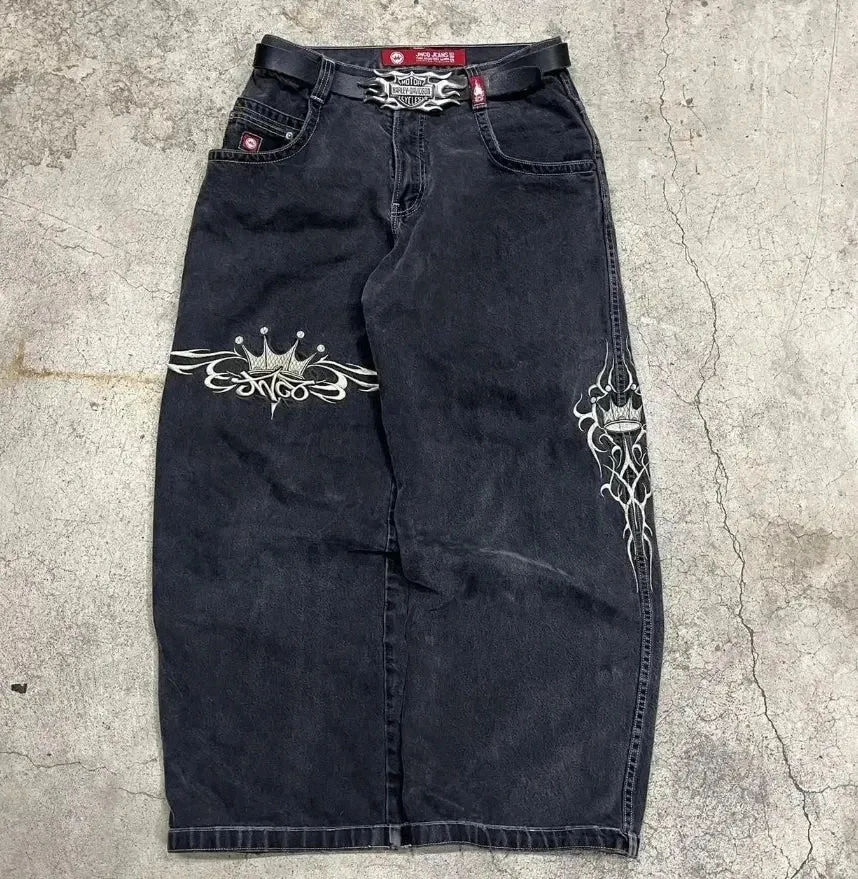 Getadme Hip Hop baggy jeans Harajuku Y2K Embroidered high quality high waisted jeans biggest trashy ropa aesthetic wide leg jeans