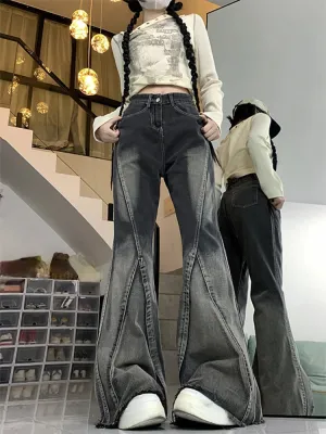 Girlary 2024 Women Black Gothic Jeans Harajuku Y2k 90s Aesthetic Vintage Fashion Denim Trousers 2000s Wide Jean Pants Trashy Emo Clothes