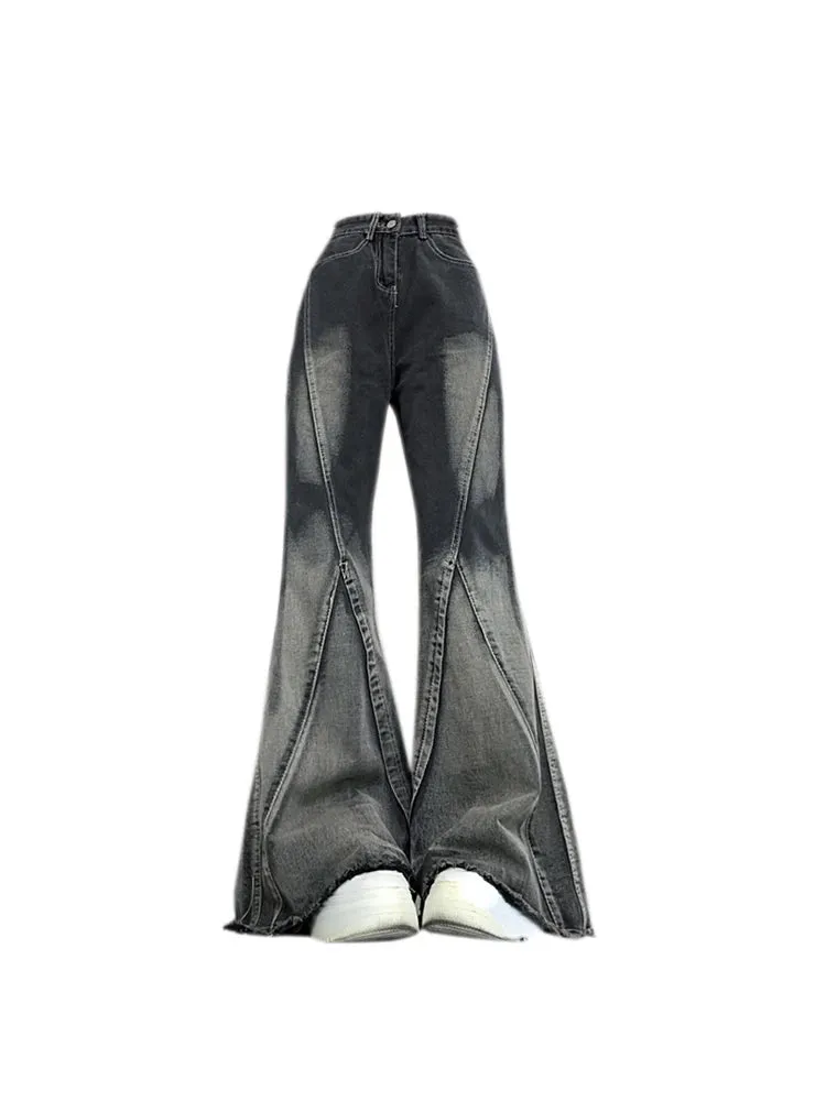 Girlary 2024 Women Black Gothic Jeans Harajuku Y2k 90s Aesthetic Vintage Fashion Denim Trousers 2000s Wide Jean Pants Trashy Emo Clothes