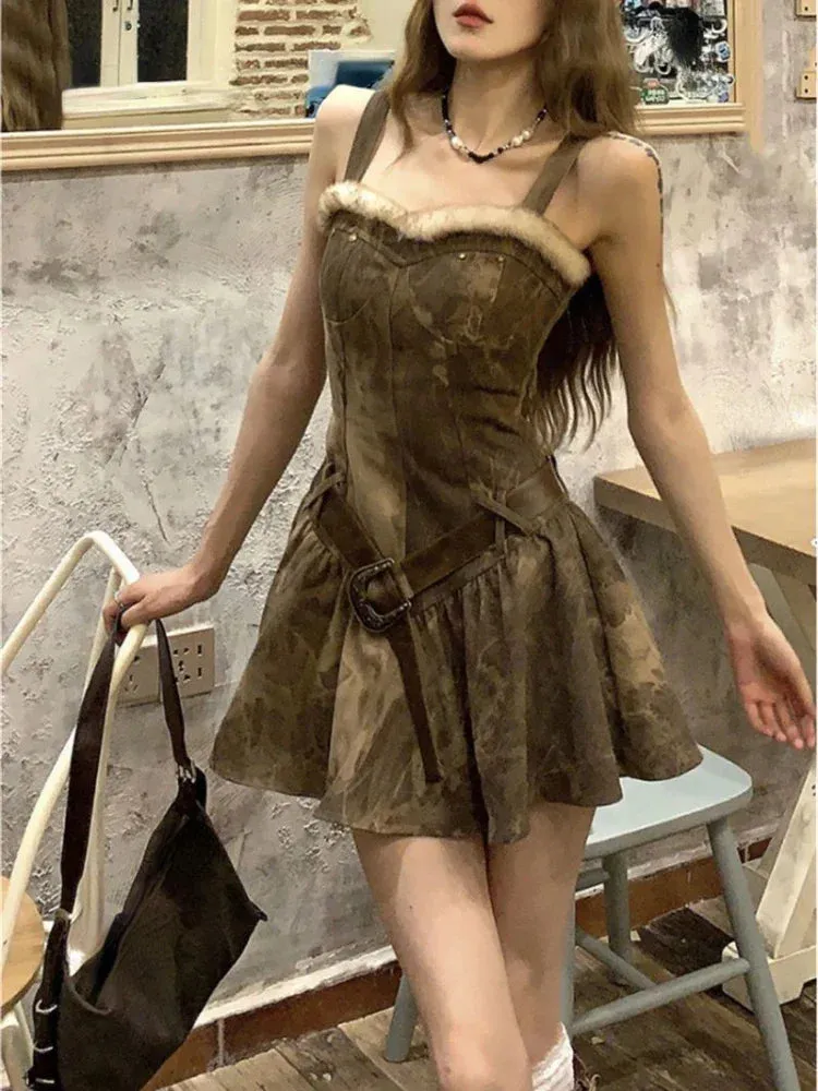 Girlary Elegant 2 Piece Set Woman Casual Short Cardigan   Sleeveless Y2k Mini Dress Party Print Korean Fashion Dress Suit Winter