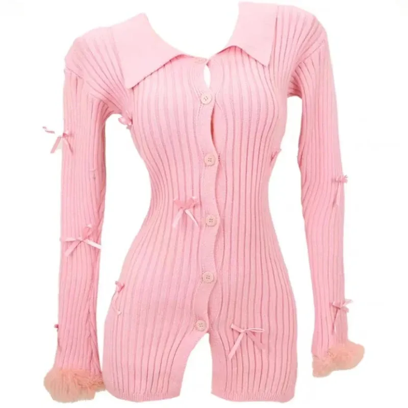 Girlary Elegant Pink Knitted Suit Korea Fashion 2 Piece Skirt Set Slim Casual Blouse   Bodycon Y2k Mini Skirt Party Casual Clothing