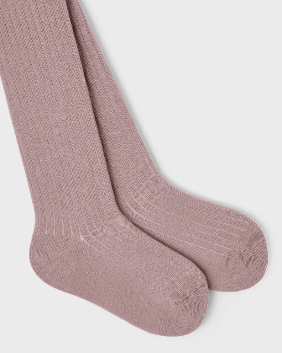 Girls Rib Knit Tights (2 Pack) in Woodrose