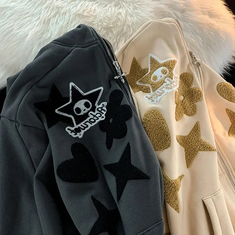 Gothic Embroidery Oversized Loose Y2K Hoodie