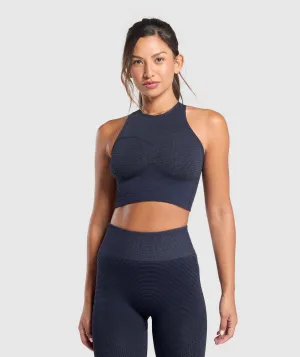 Gymshark Sport Seamless Cropped Tank - Heavy Blue/Iron Blue
