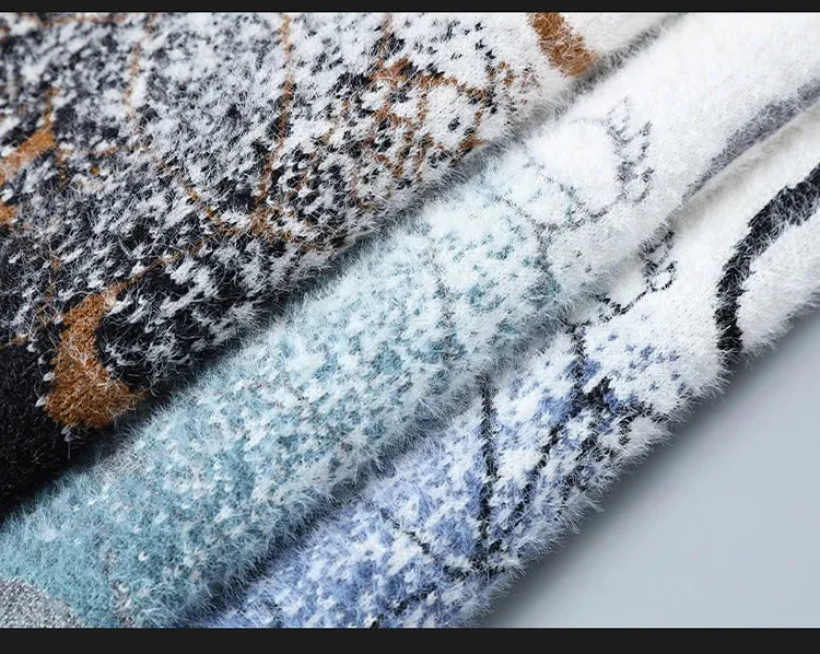 Harajuku Sweater Men's Y2K Knitted Letter Printing Sweater Men's Wool Pullover Men's Retro Knitted Color Block Tops