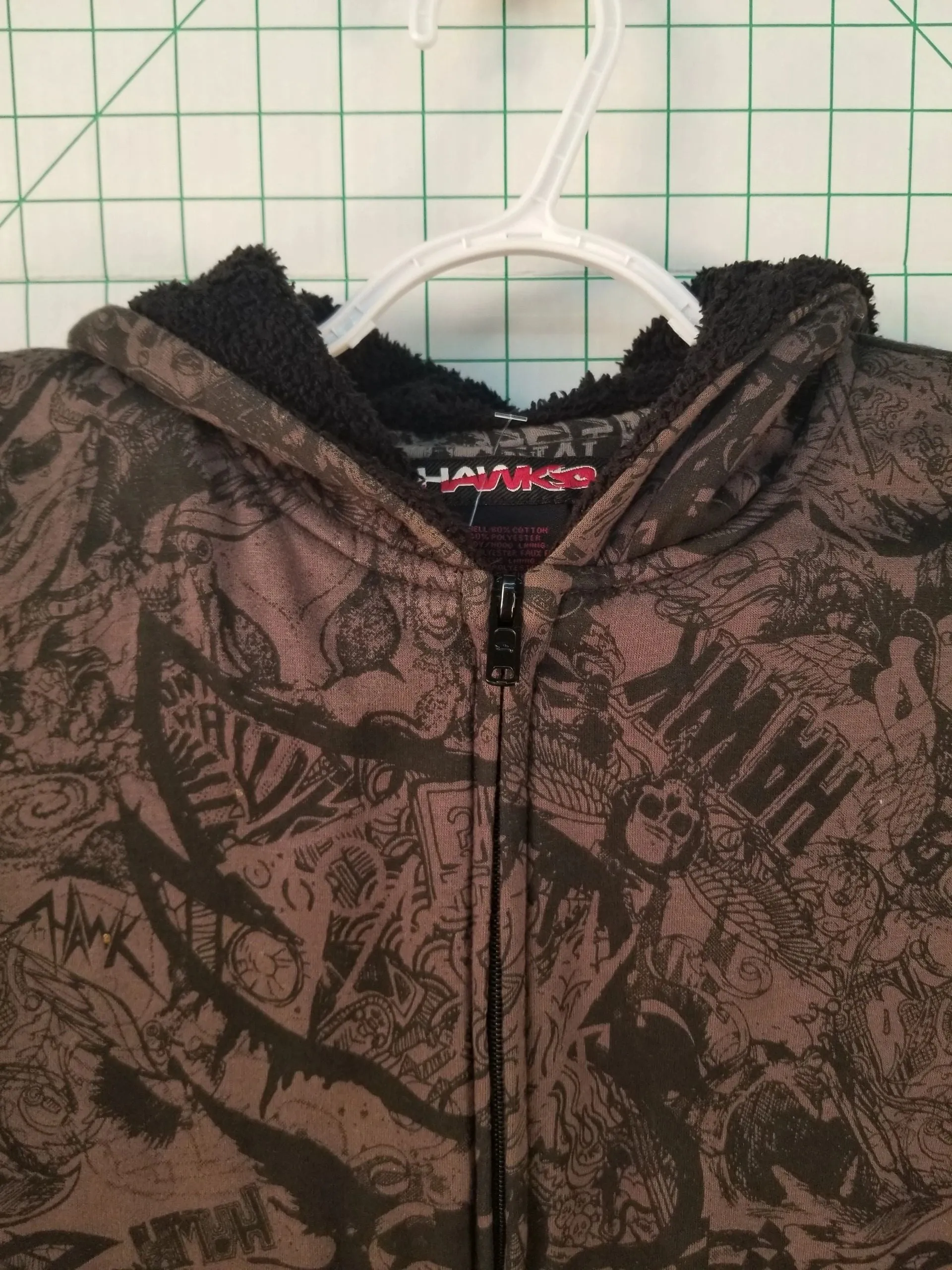 Hawk Zip-up Hoodie w/ Faux Fur Lining XL