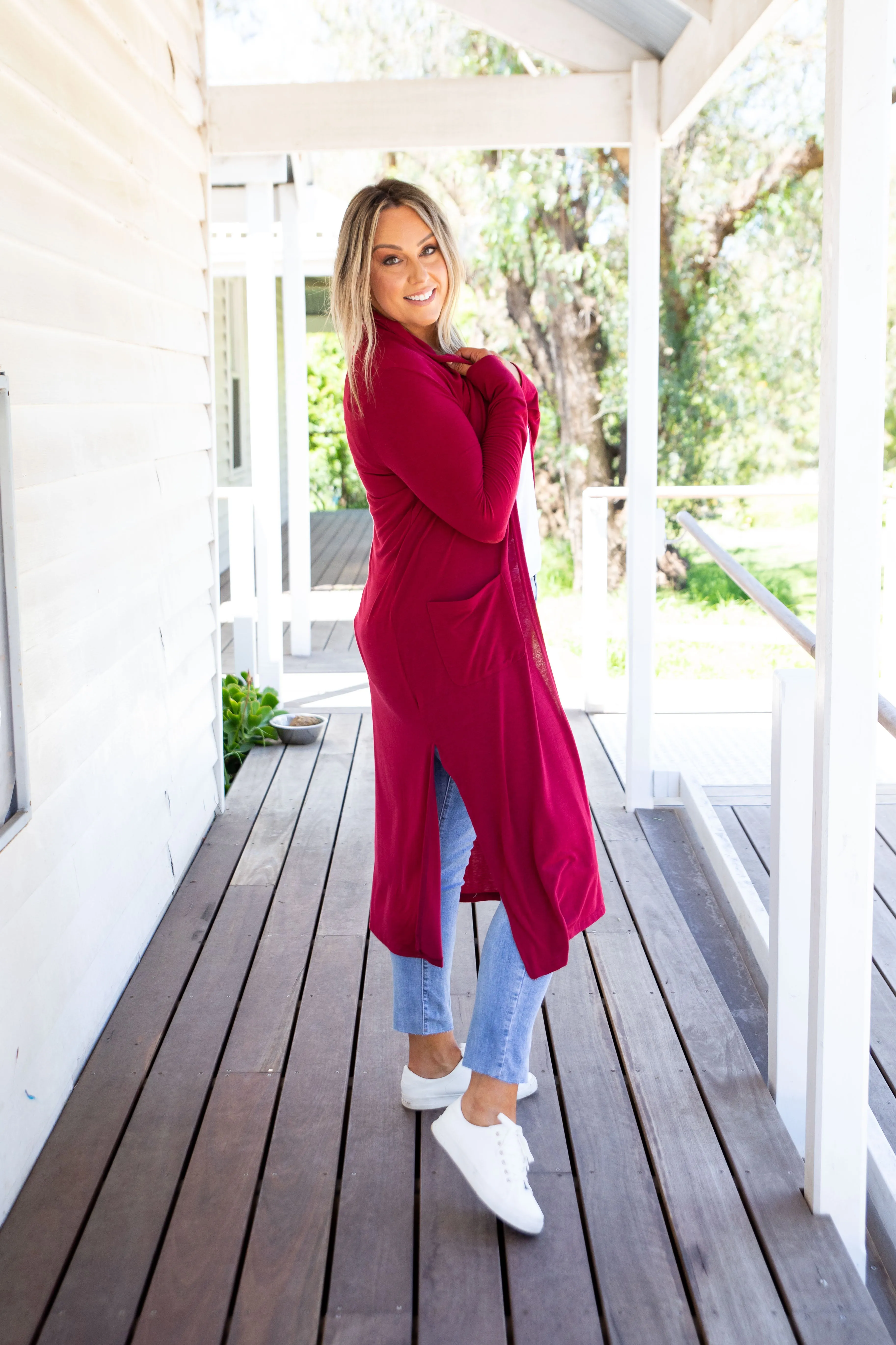 Jane Cardigan in Burgundy
