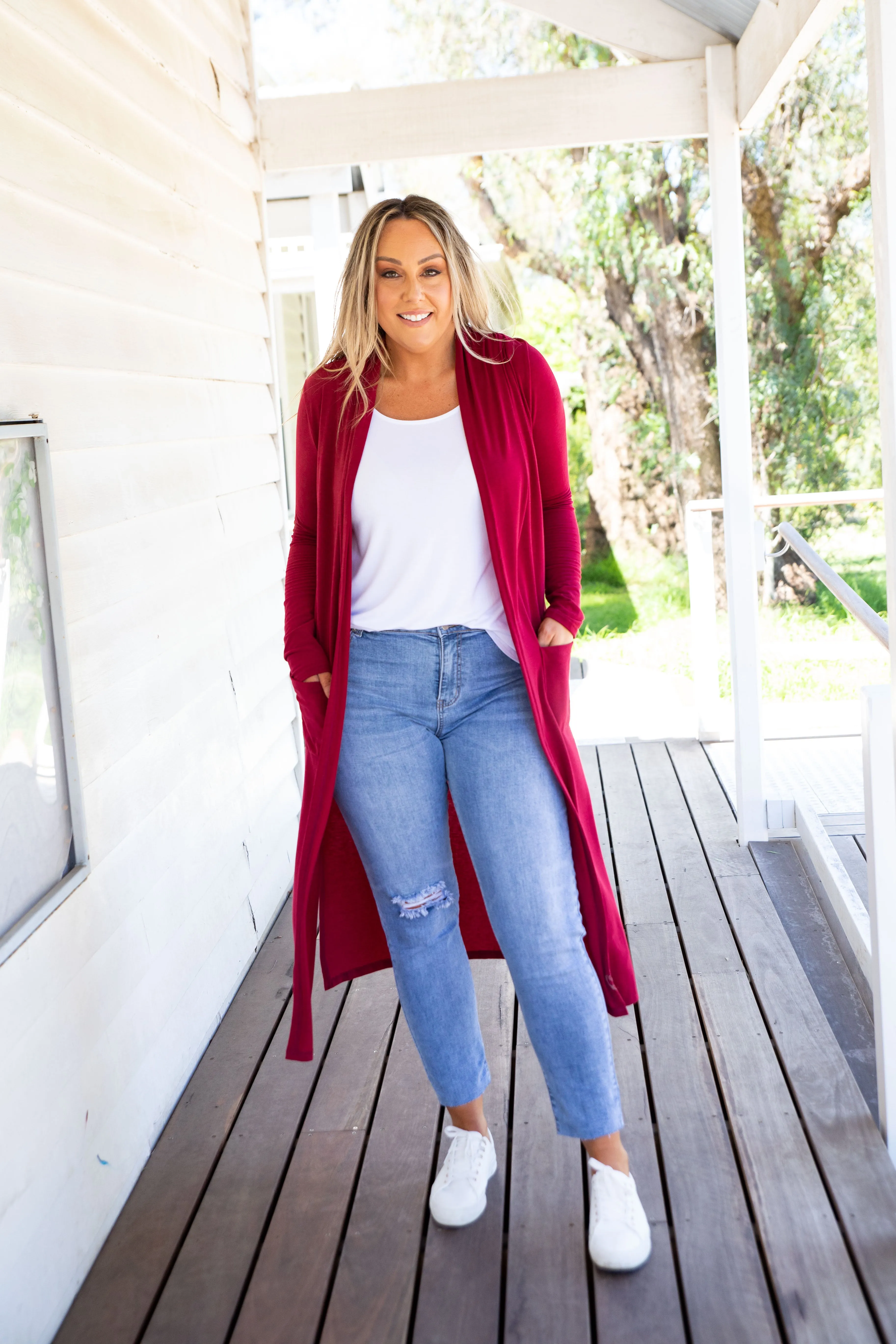 Jane Cardigan in Burgundy