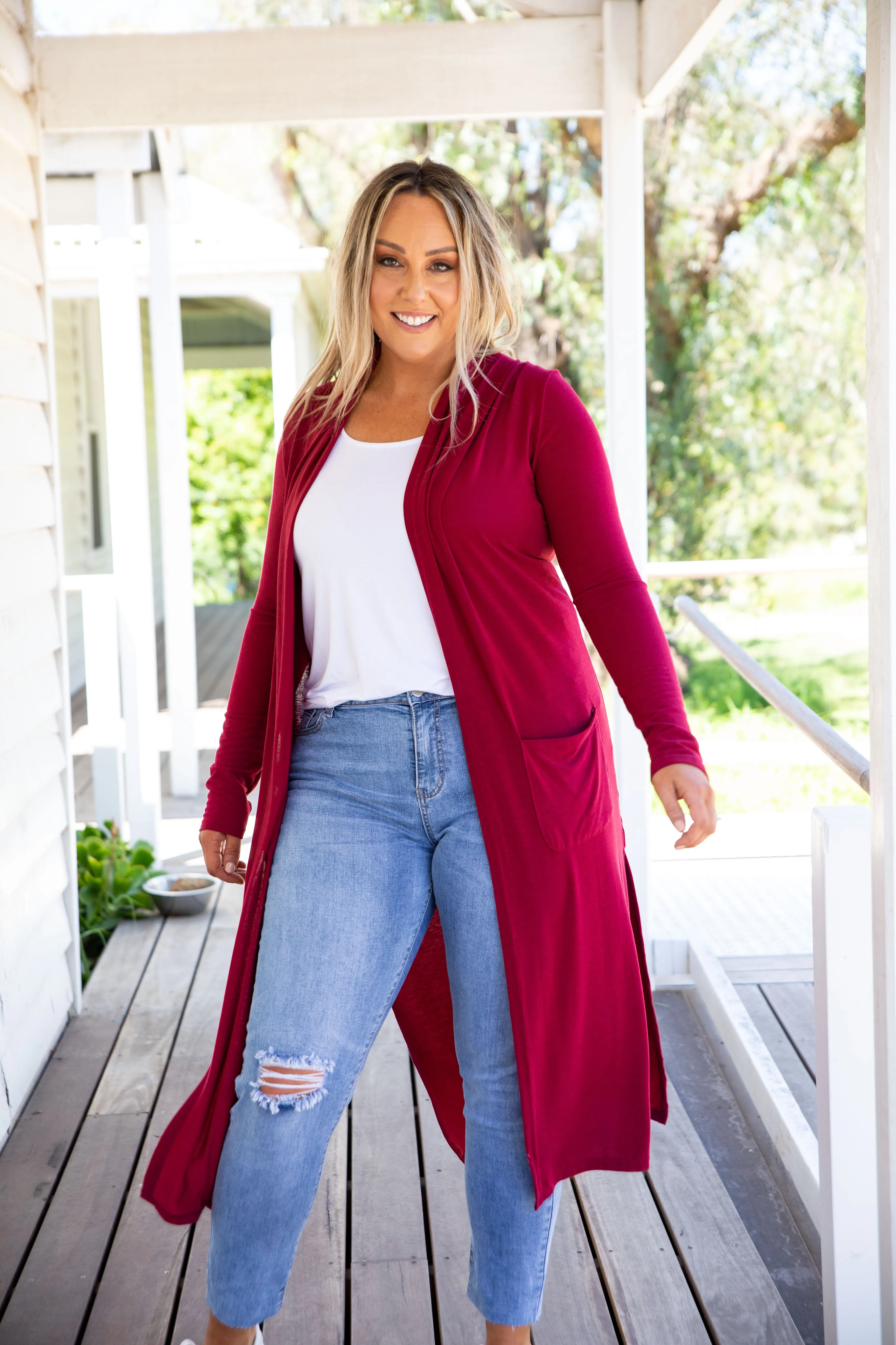 Jane Cardigan in Burgundy