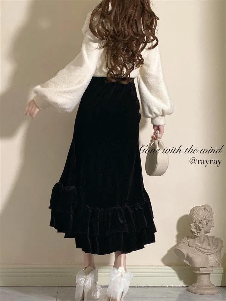 Japanese Lolita Elegant Lady Bow Fishtail Dress Suit