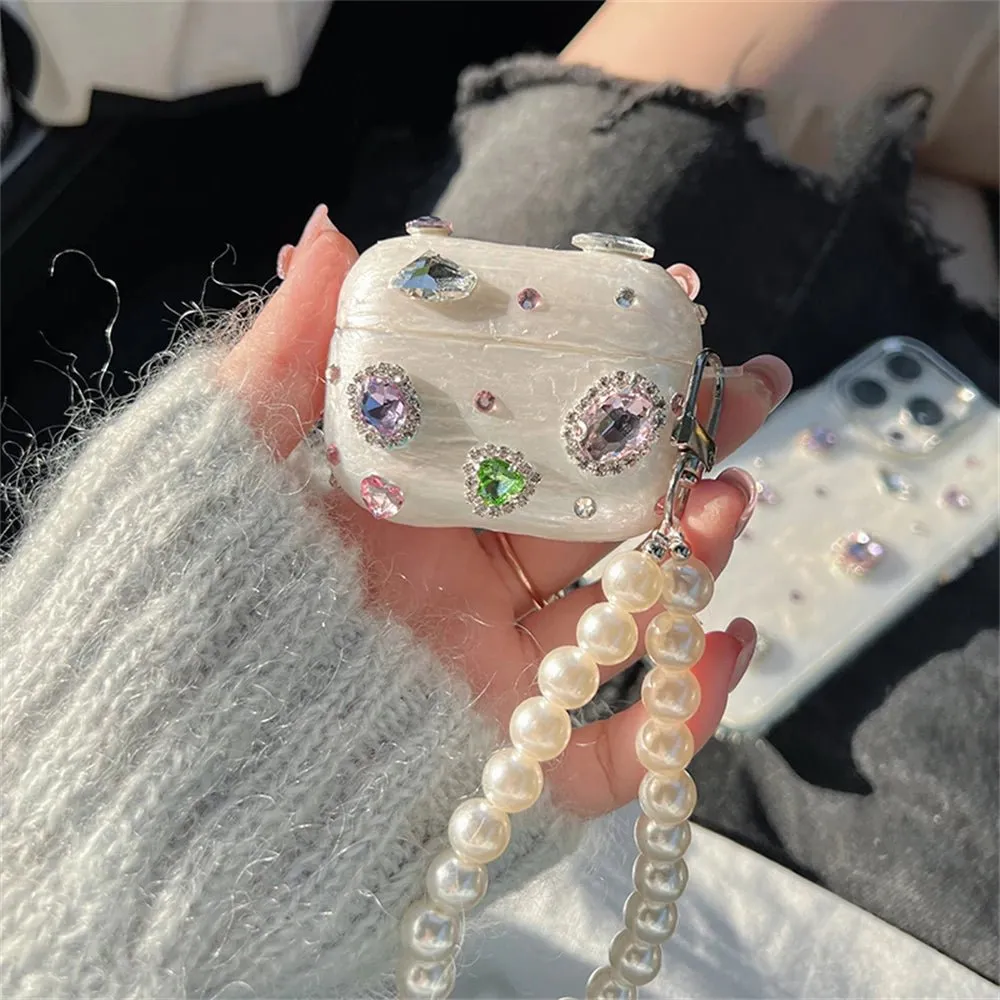 Kawaii Epoxy AirPods Case with Pearl Chain