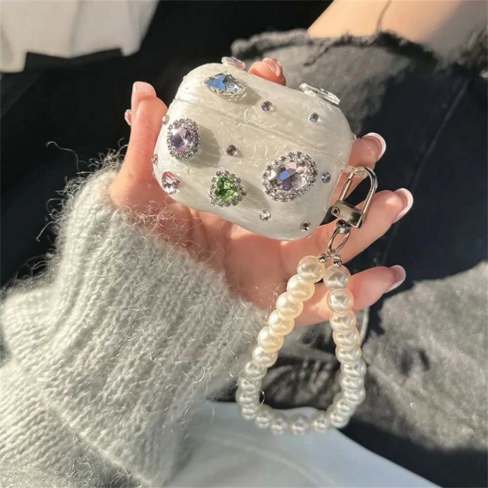 Kawaii Epoxy AirPods Case with Pearl Chain