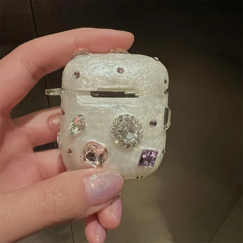 Kawaii Epoxy AirPods Case with Pearl Chain