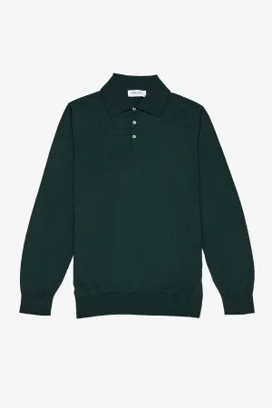 Kelvin - Green Long Sleeve Knit Polo