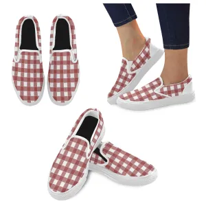 Kids's Red Checkers Print Canvas Slip-on Shoes
