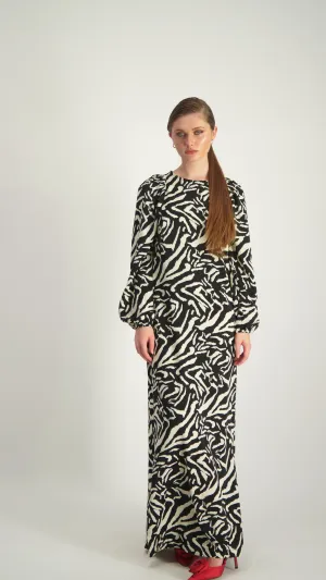 Maxi Elegant Dress / Black & Stone
