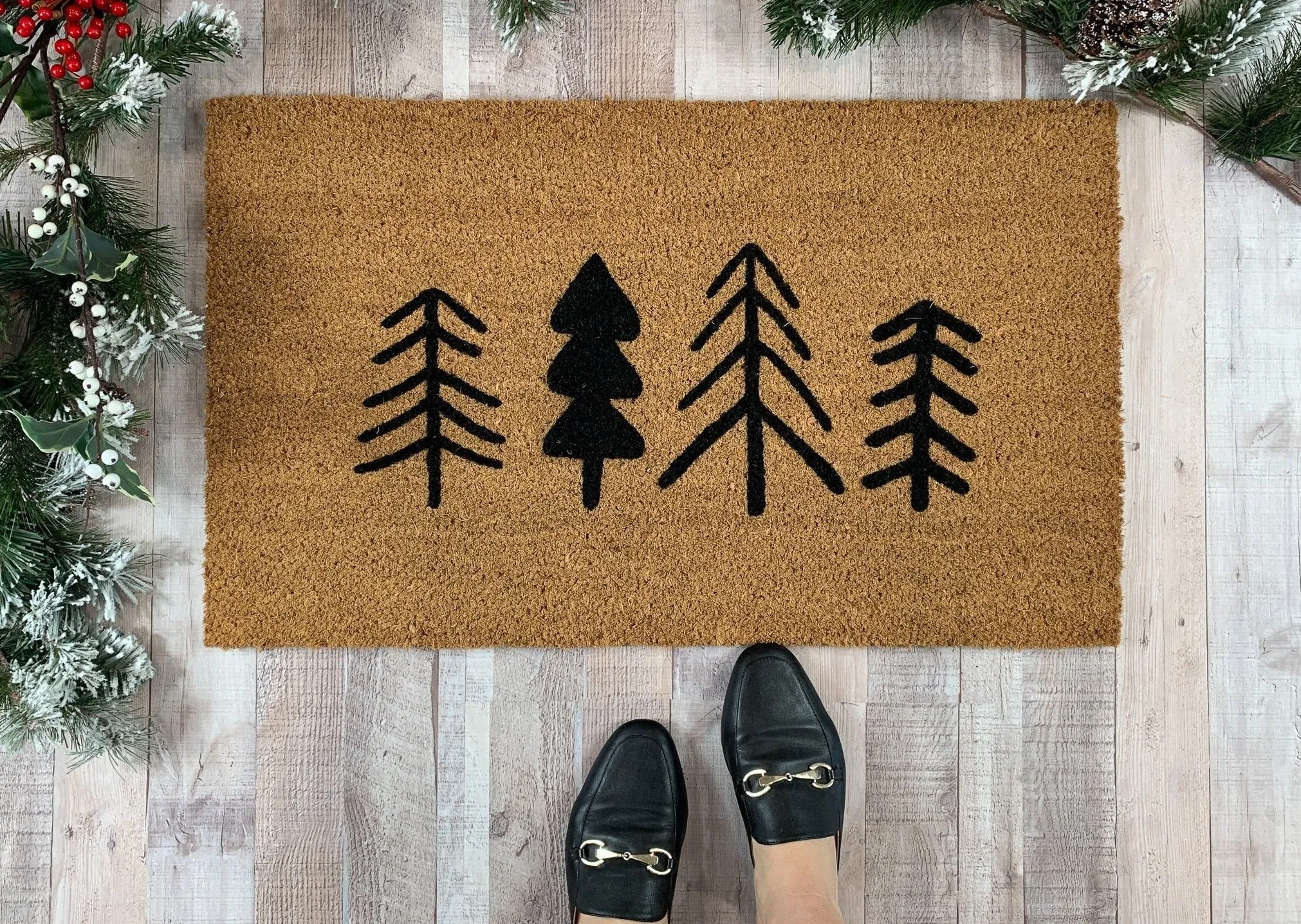 Modern Trees Rustic Winter Doormat