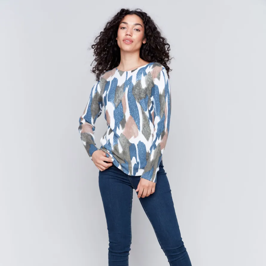 Moss Print Round Hem Sweater (Only L Left)