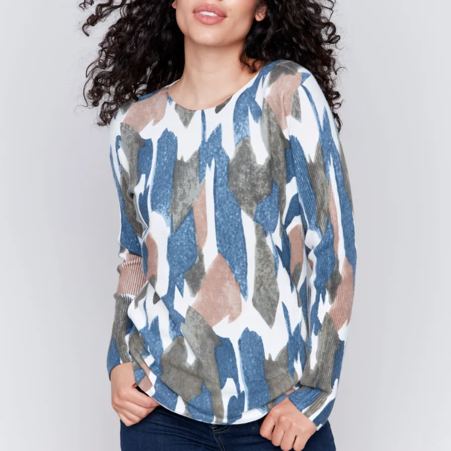 Moss Print Round Hem Sweater (Only L Left)