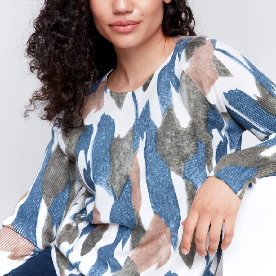 Moss Print Round Hem Sweater (Only L Left)