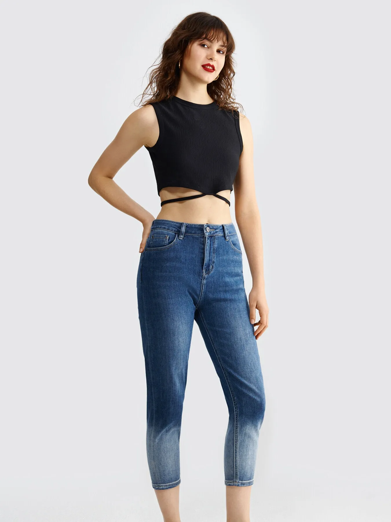 Ombre Pocket Slim Cropped Jeans