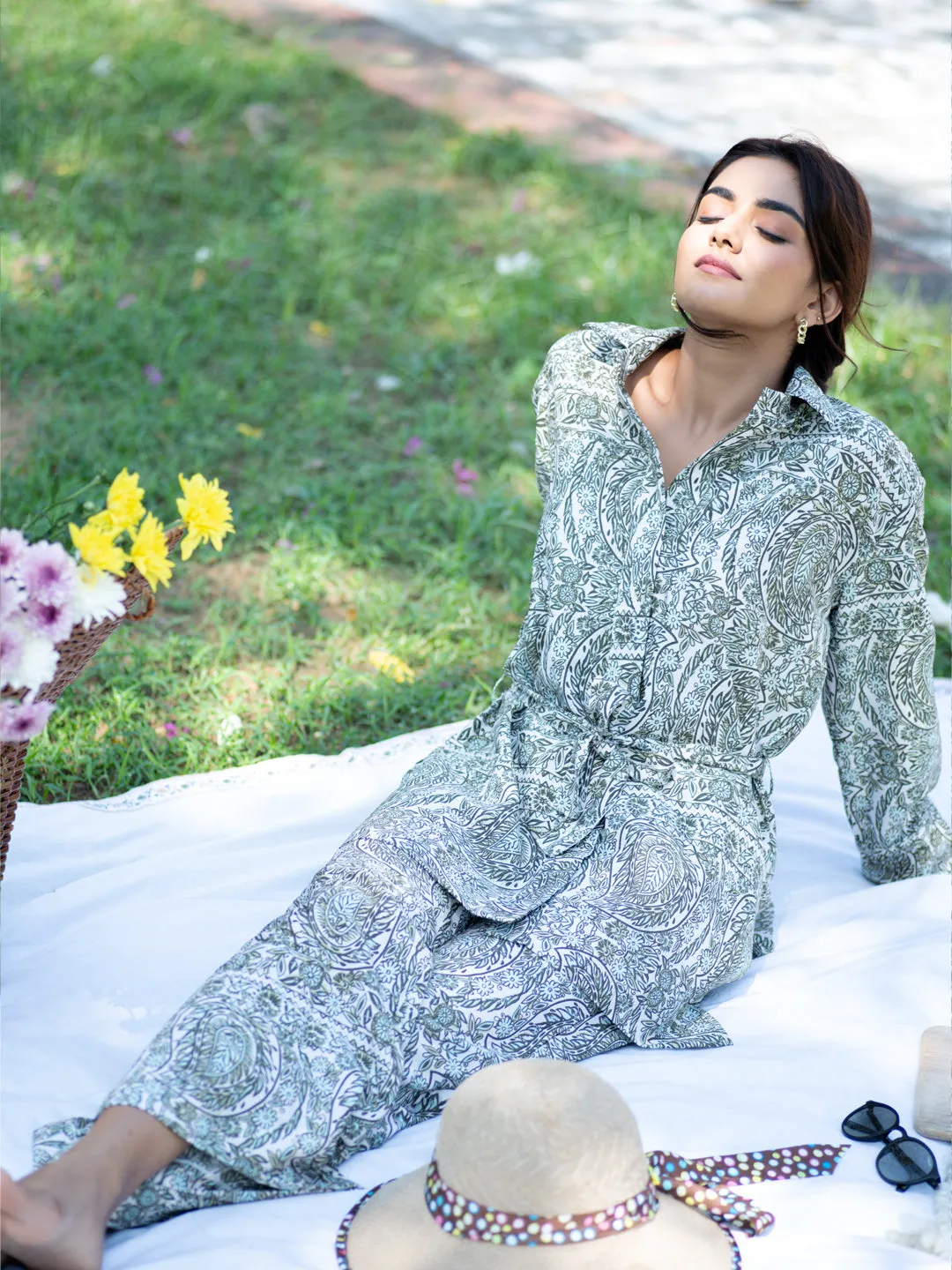 Paisley Print Co-Ord SET With Belt