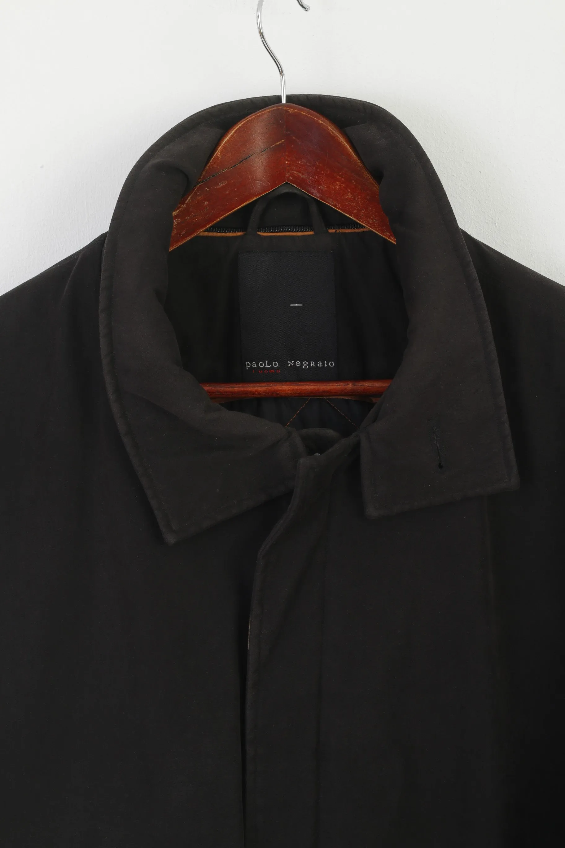Paolo Negrato Men 42 52 L Jacket Black Padded Vintage Full Zipper Classic Top
