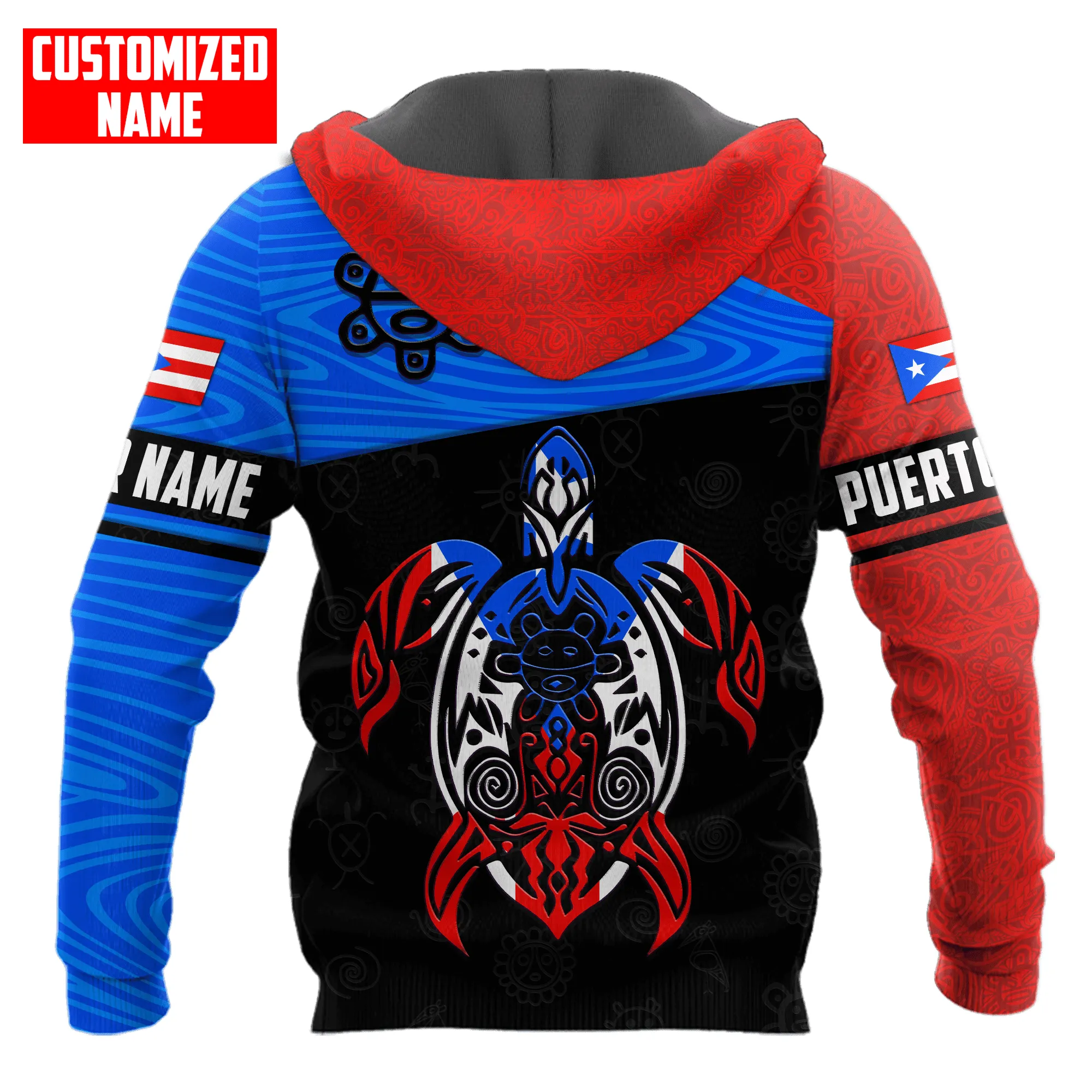 Personalized Name Puerto Rico Turtle Taino All Over Printed Hoodie, Pefect Hoodie Shirt for Men Women