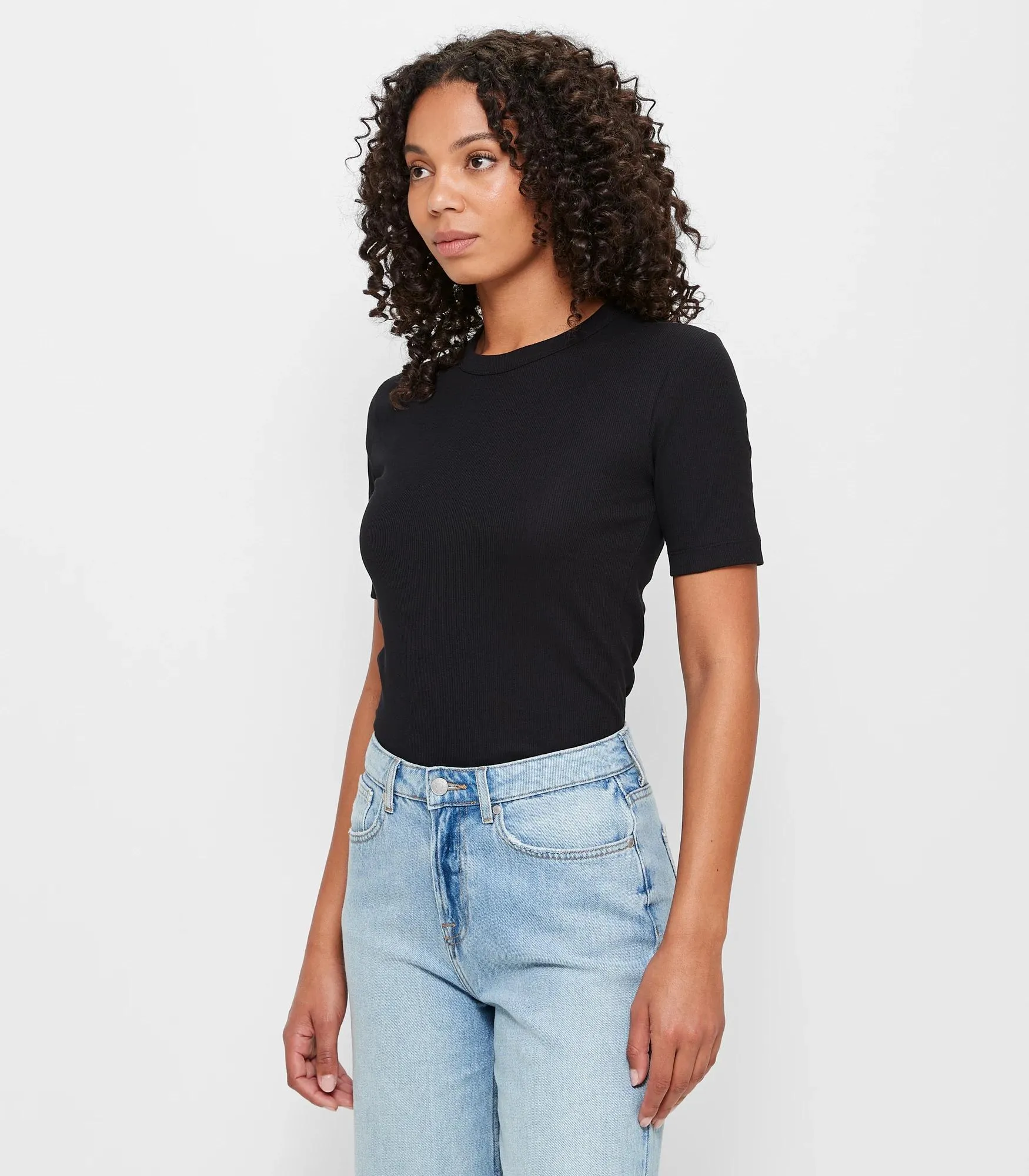 popular  Australian Cotton Rib Layer T-Shirt - Black