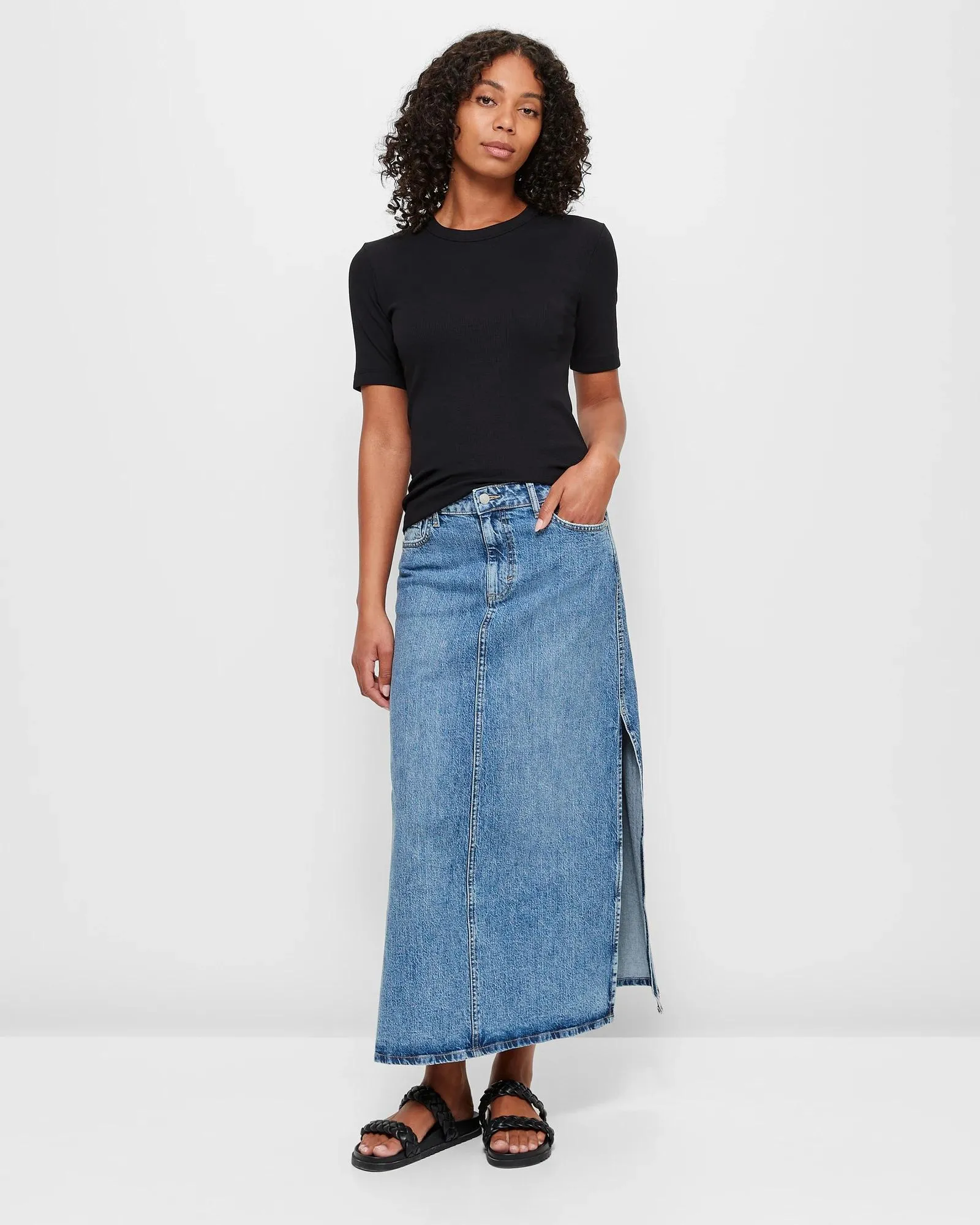 popular  Australian Cotton Rib Layer T-Shirt - Black