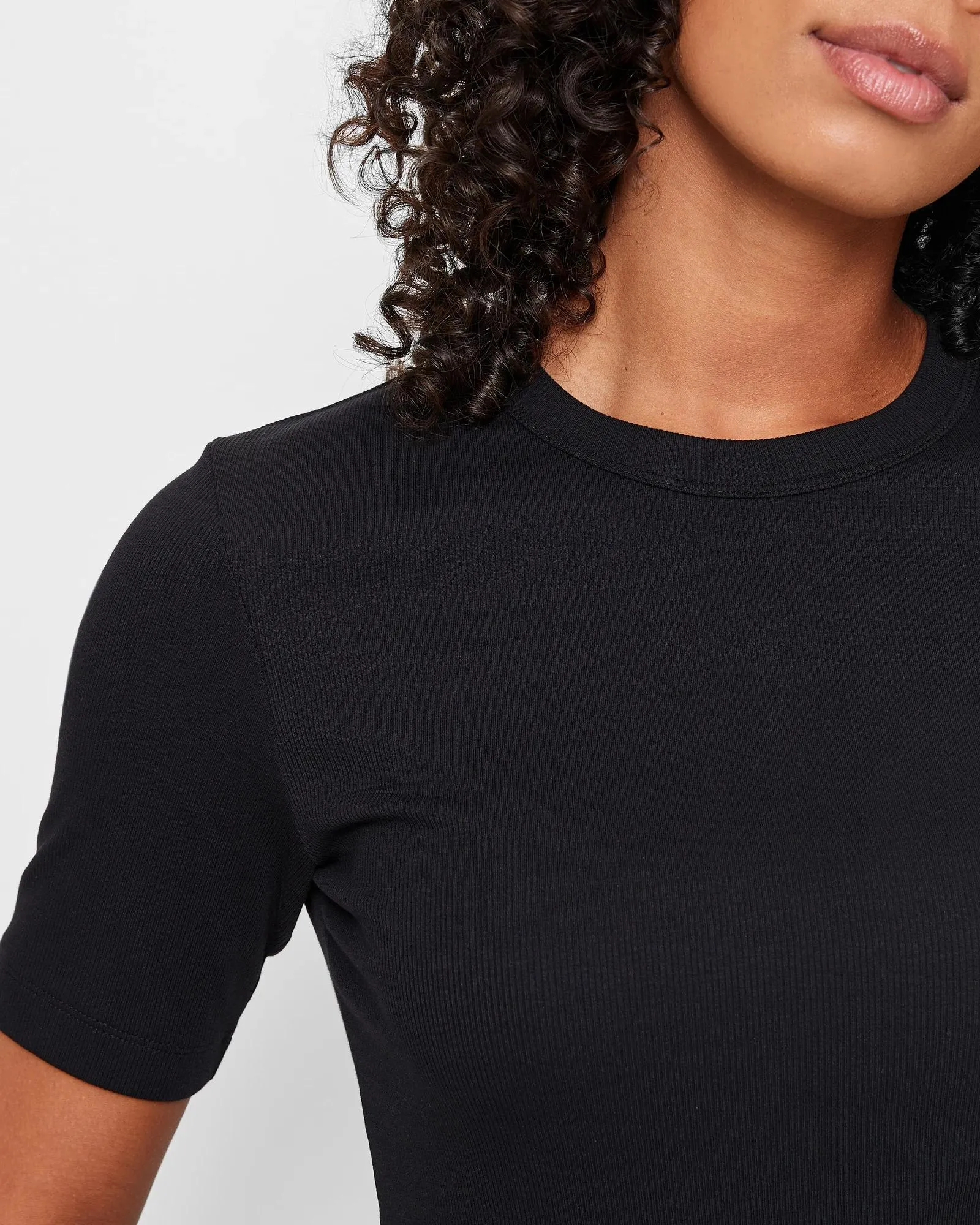 popular  Australian Cotton Rib Layer T-Shirt - Black