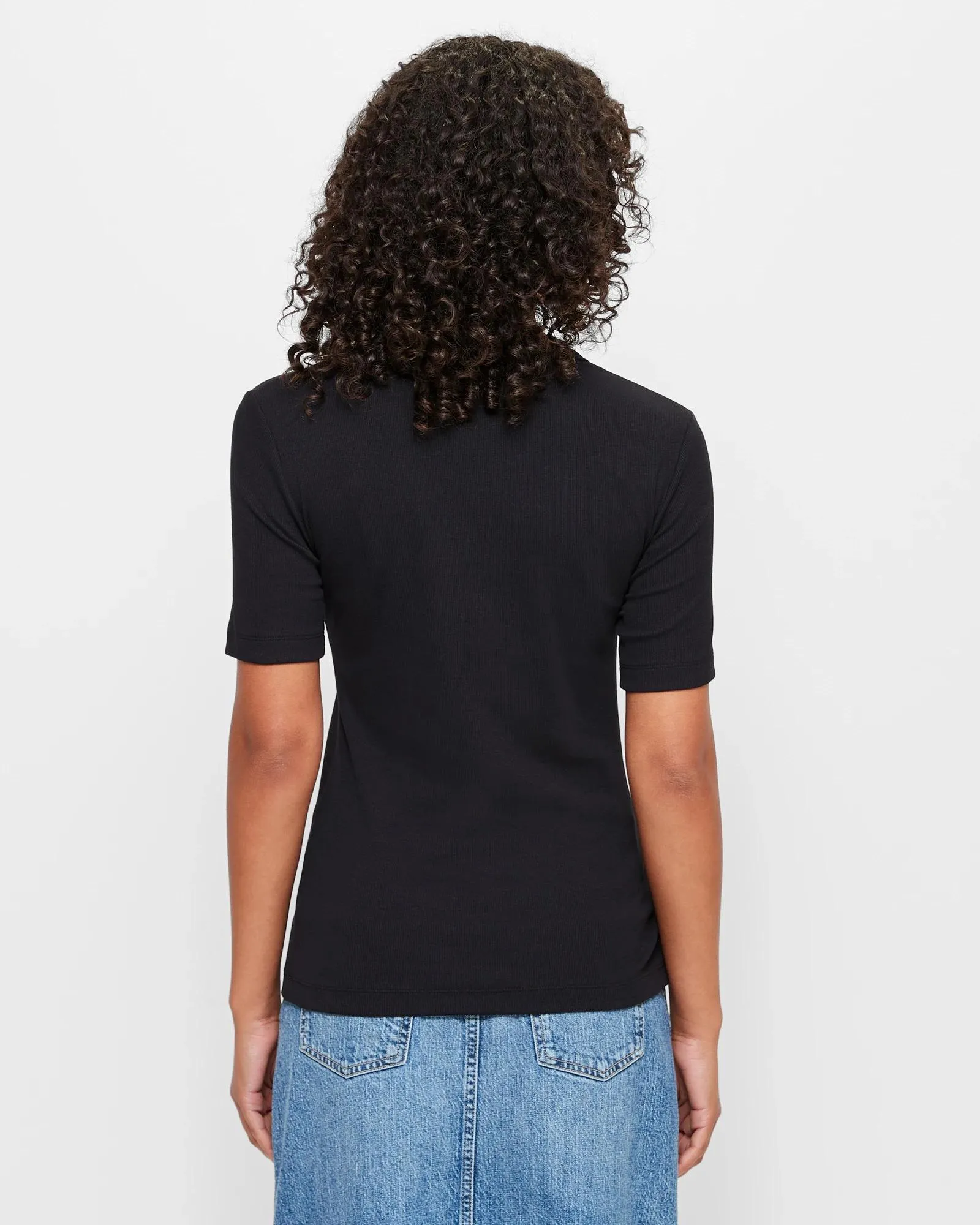 popular  Australian Cotton Rib Layer T-Shirt - Black
