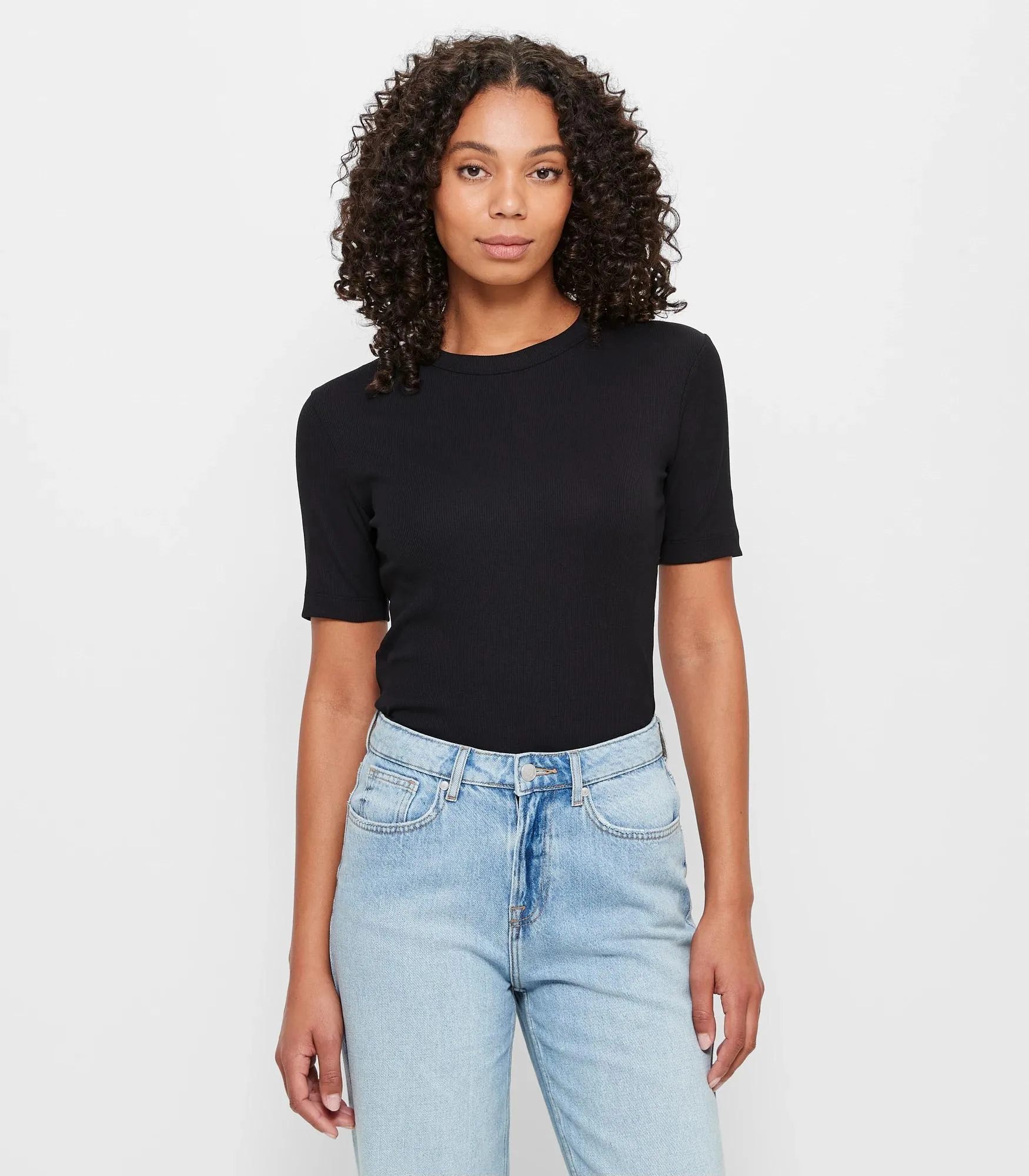 popular  Australian Cotton Rib Layer T-Shirt - Black