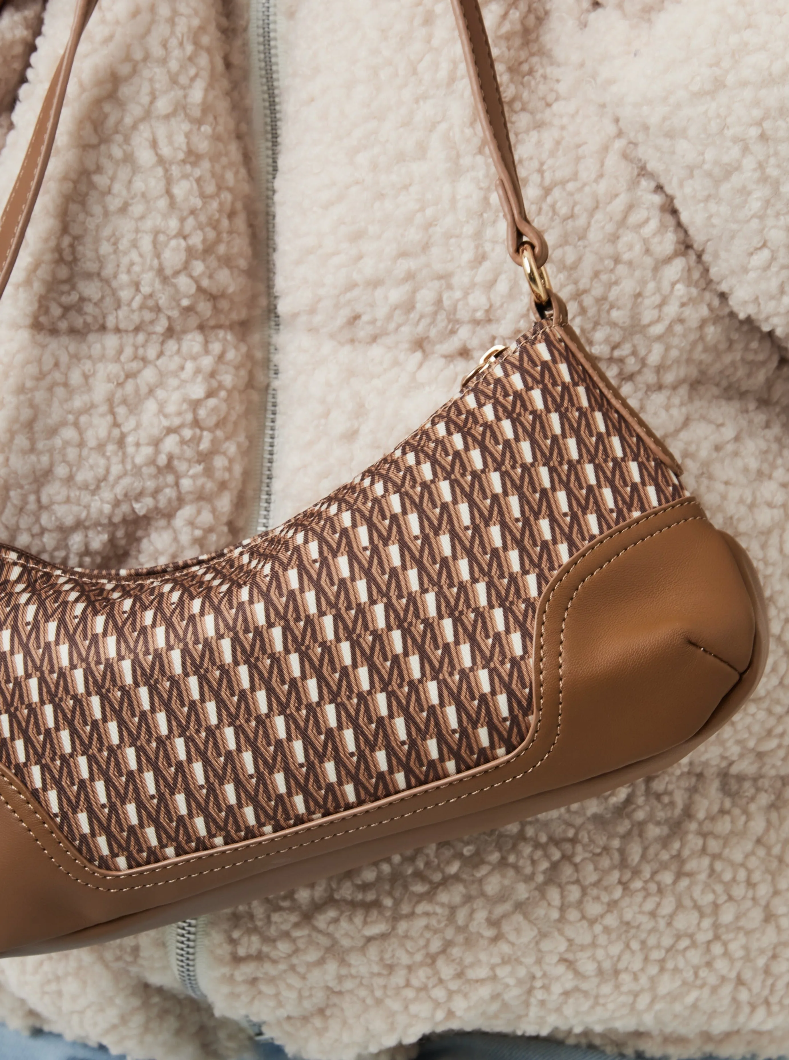 Printed Fabric Shoulder Bag in Brown Monogram