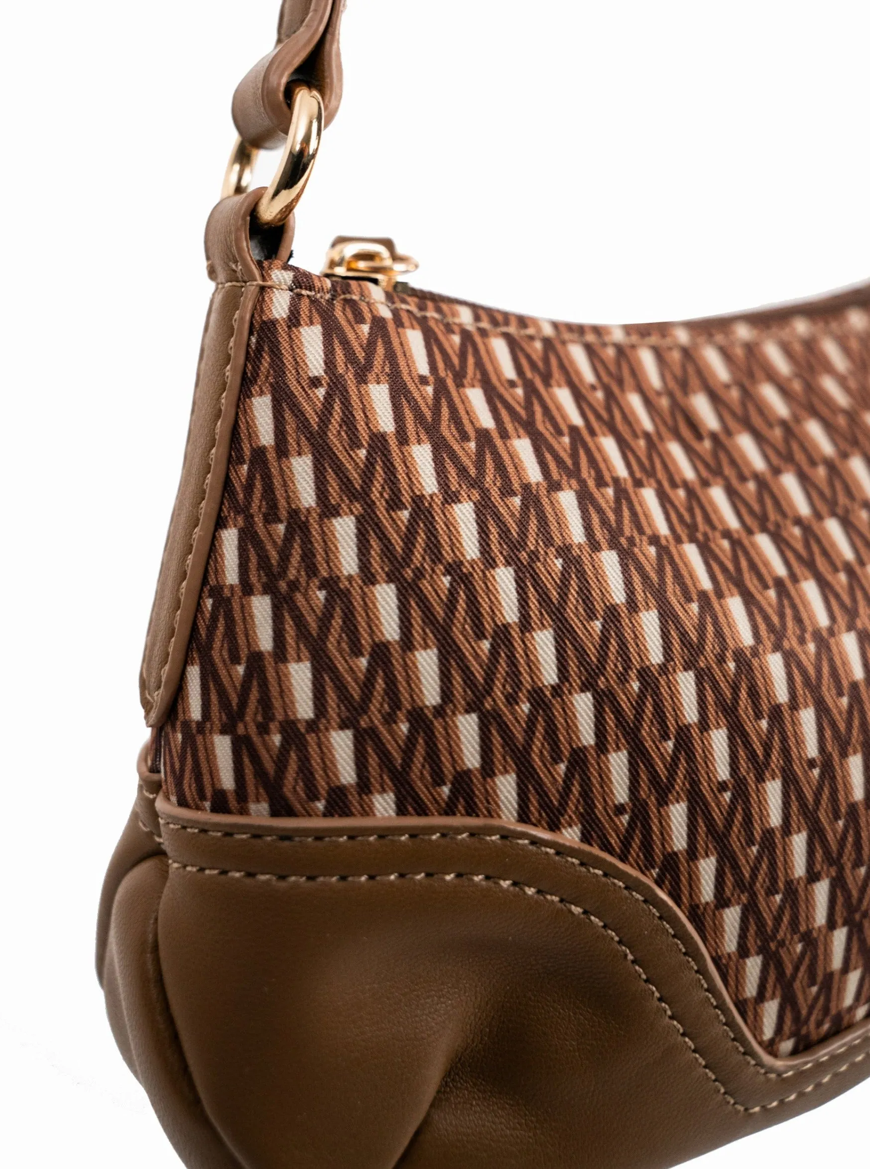 Printed Fabric Shoulder Bag in Brown Monogram