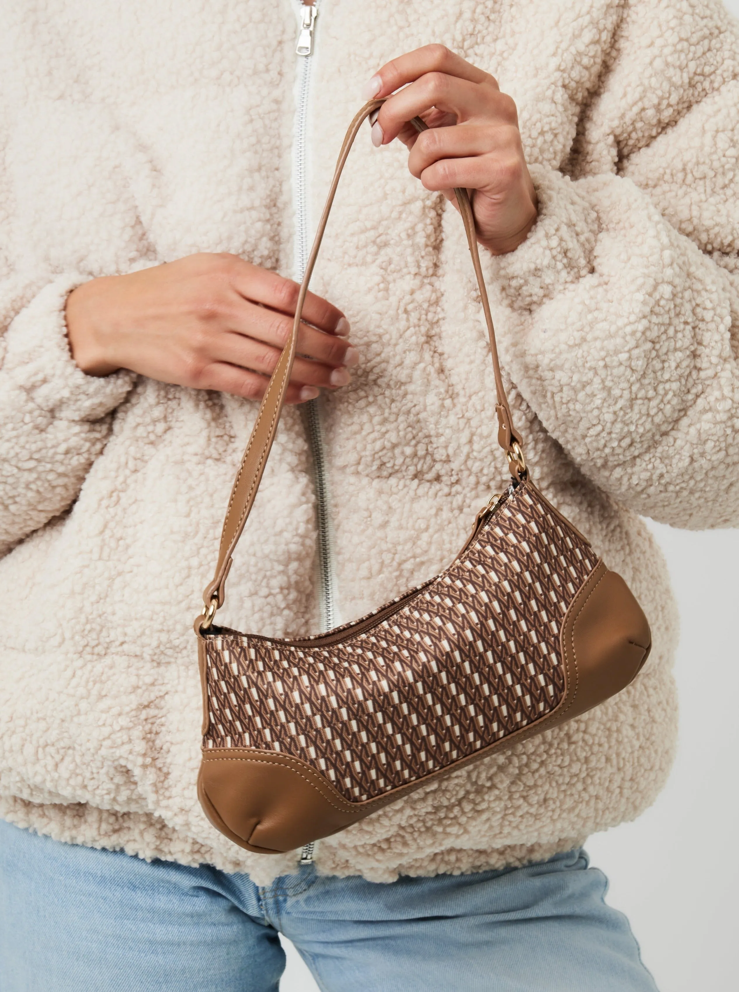 Printed Fabric Shoulder Bag in Brown Monogram