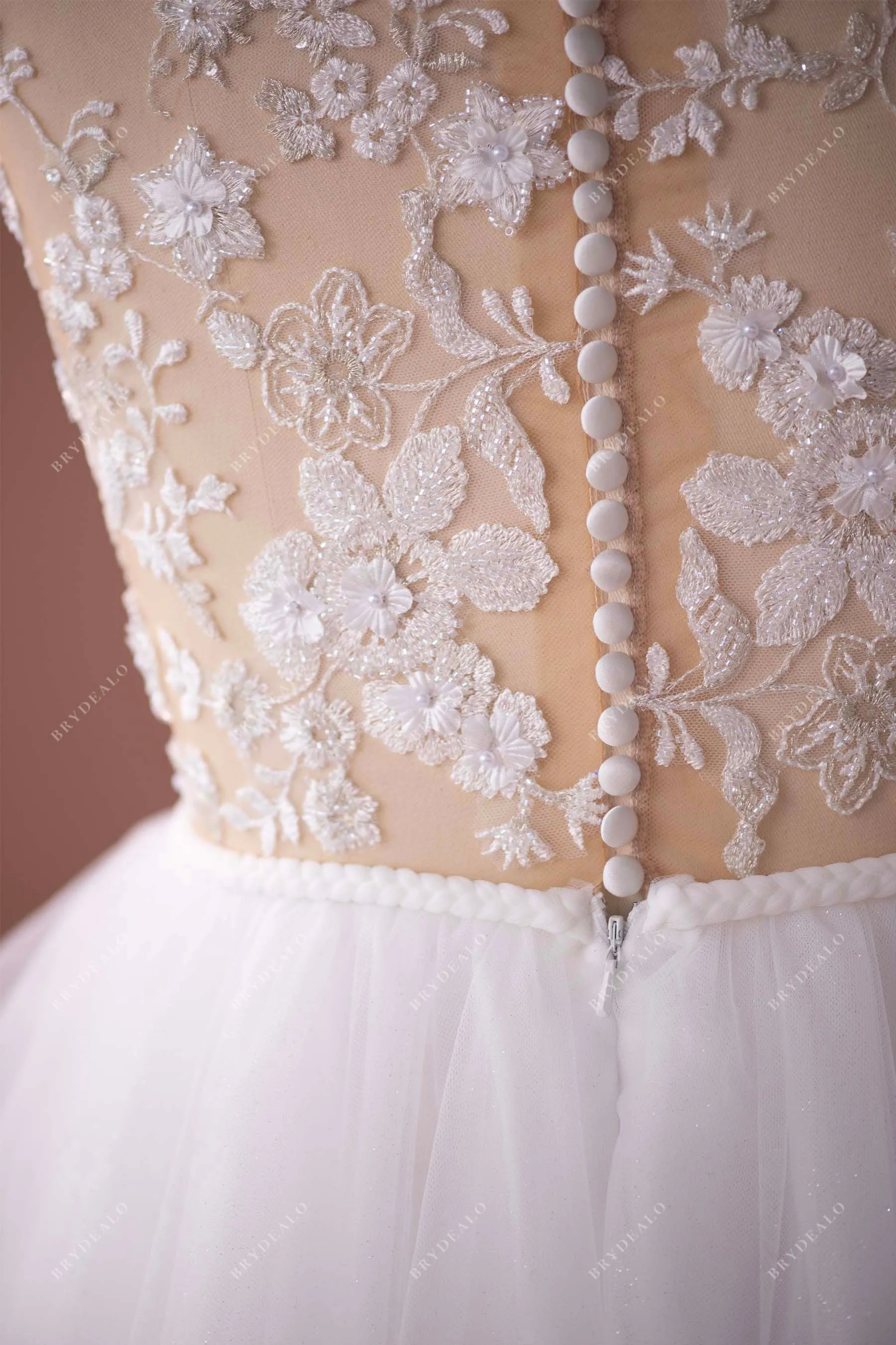 Romantic Illusion Neck Wedding Dress