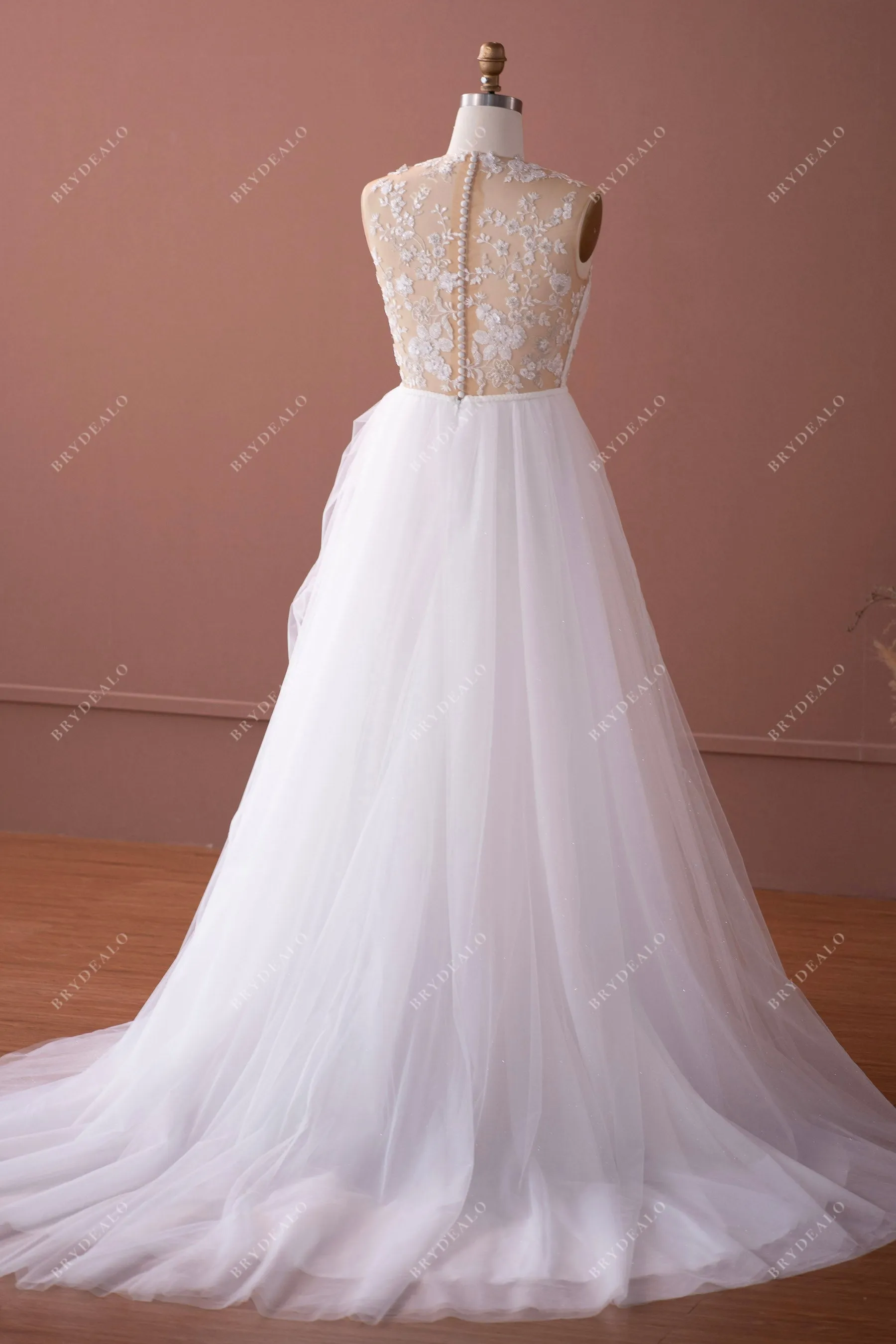 Romantic Illusion Neck Wedding Dress