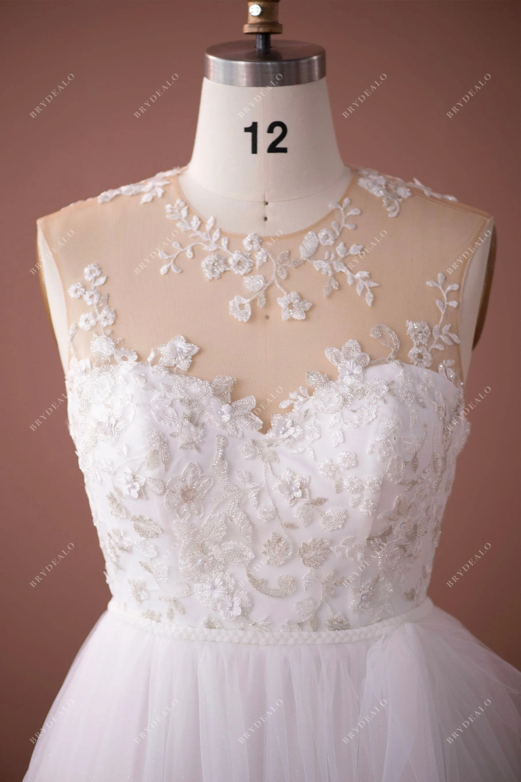 Romantic Illusion Neck Wedding Dress